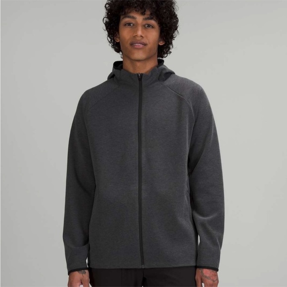 Lululemon Gridliner Fleece Full Zip Hoodie in Heathered Black Gym Activewear L - Picture 2 of 10
